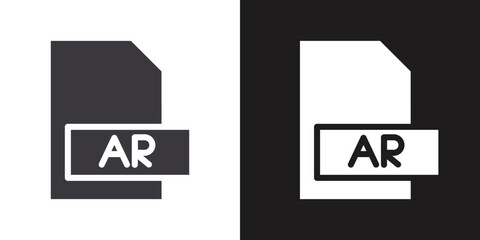 AR File Document Icon Flat set in black and white color outline vector