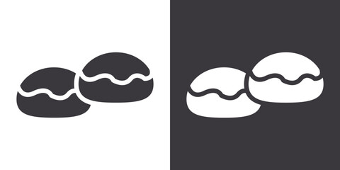 belgian buns icon Flat set in black and white color outline vector