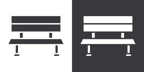 Bench icon Flat set in black and white color outline vector
