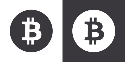 Bitcoin icon Flat set in black and white color outline vector