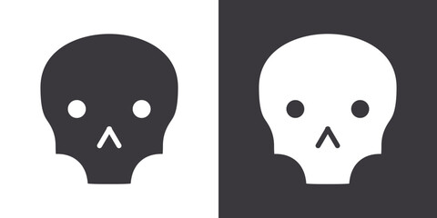 Evil skull icon Flat set in black and white color outline vector