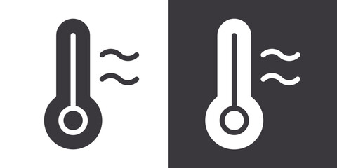 Hot Icon Flat set in black and white color outline vector