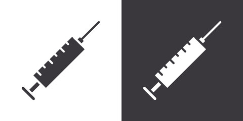 Insulin syringe icon Flat set in black and white color outline vector