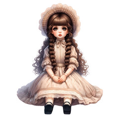 Fototapeta premium wooden doll with a basket