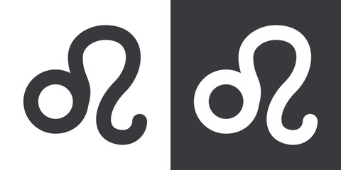 Leo zodiac sign icon Flat set in black and white color outline vector