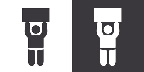 Man protests with a poster icon Flat set in black and white color outline vector