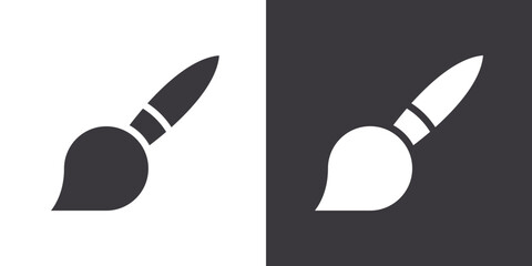 Paint brush icon Flat set in black and white color outline vector