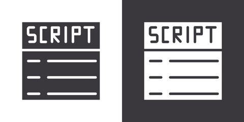 Script icon Flat set in black and white color outline vector