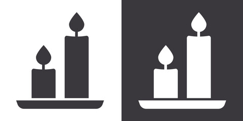 Shabbat candles icon Flat set in black and white color outline vector