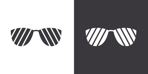 shutter sunglasses icon Flat set in black and white color outline vector