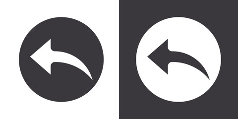 Undo arrow sign icon Flat set in black and white color outline vector