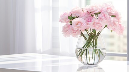 Fototapeta premium roses desk with pink flowers