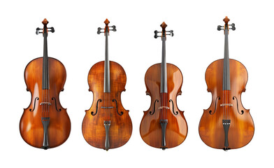 Fototapeta premium Collection of cellos isolated on transparent background