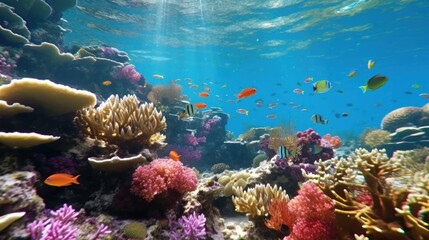 Underwater Paradise: Vibrant Coral Reef with Colorful Fish