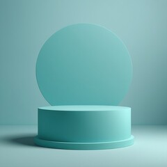Turquoise podium mockup empty round pedestal