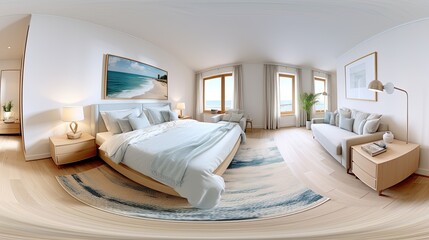 cozy blurred 360 panorama interior