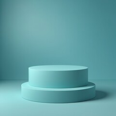 Turquoise podium mockup empty round pedestal