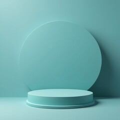 Turquoise podium mockup empty round pedestal