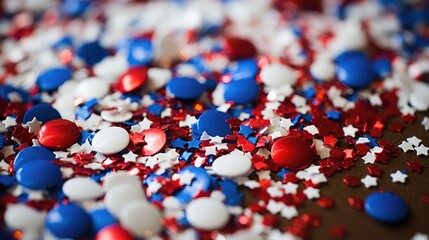 vibrant red white and blue confetti