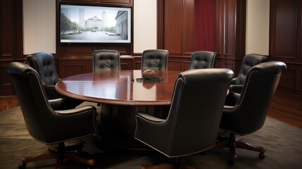 Fototapeta premium mahogany round conference table