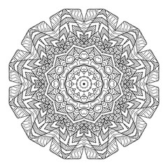 floral Mandala design coloring page on white background