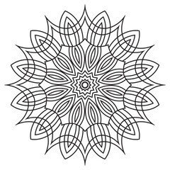 floral Mandala design coloring page on white background