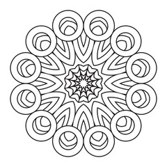 floral Mandala design coloring page on white background