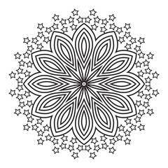 floral Mandala design coloring page on white background