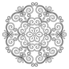 floral Mandala design coloring page on white background