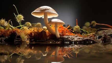 light background champignon mushroom