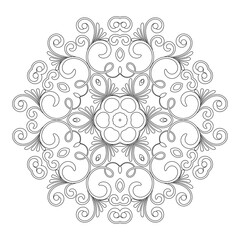 floral Mandala design coloring page on white background