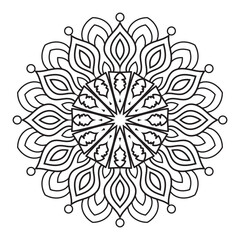 floral Mandala design coloring page on white background