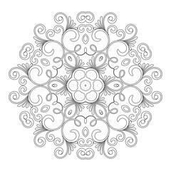 floral Mandala design coloring page on white background