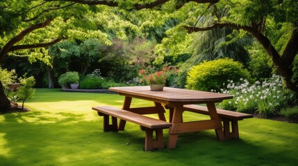 Obraz premium picnic table wood