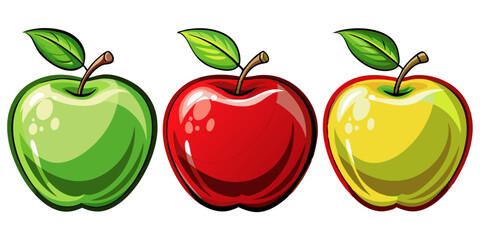 Juicy Colorful Apple Bundle Collection Against White Background