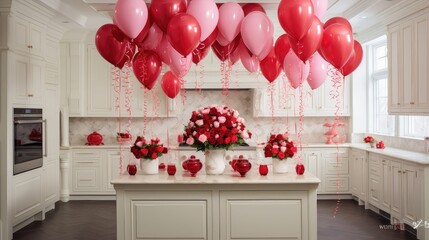 balloons valentines day kitchen