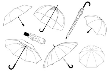 Umbrellas vector set. Rainy weather. Vector illustration. © Varvara_Iur