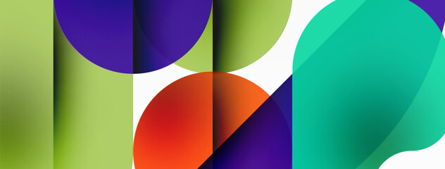 Obraz premium Minimal round shapes geometric abstract background. Circle design. Trendy techno business template for wallpaper, banner, background or landing