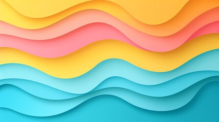 Obraz premium Abstract Wavy Background in Blue, Pink and Yellow.
