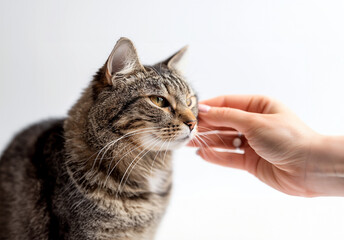 Hand caressing cat