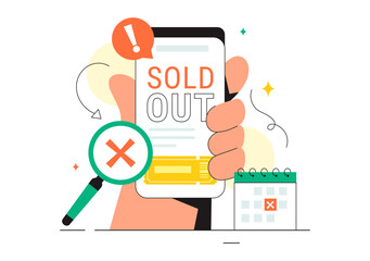 Sold Out Vector Illustration with Shopping Message or Special Offer Indicating the Product is Sold in a Flat Style Cartoon Background