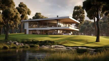 Obraz premium modern house on golf course