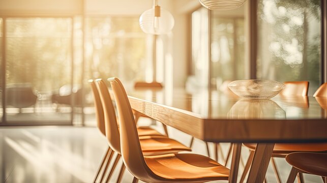 golden blurred mid century modern interiors