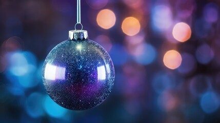 Fototapeta premium christmas blue purple bokeh