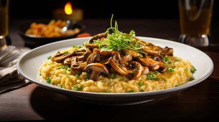 dish yellow oyster mushrooms