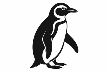 Vector image of the penguin silhouette. Penguin black silhouette vector logo. Penguin icon. Penguin and ice. Penguin black silhouette vector, icon on a white background.
