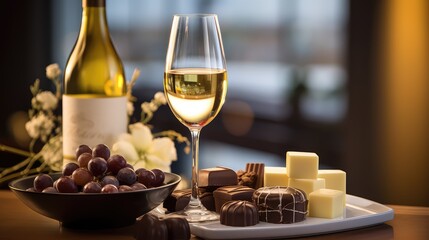 glass wine and candy