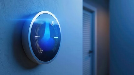 Smart thermostat adjusting home temperature automatically