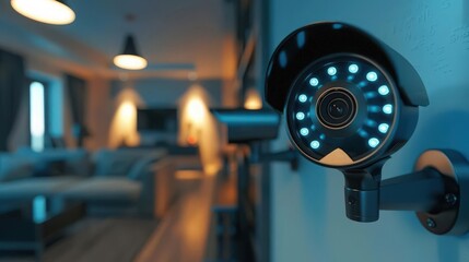 Fototapeta premium Close-up of smart home security cameras