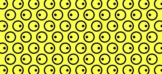 Dotted dense monochrome vector seamless pattern. tiles background in black and white. Geometric pattern black dot sequence in yellow background. Black circle outline pattern.